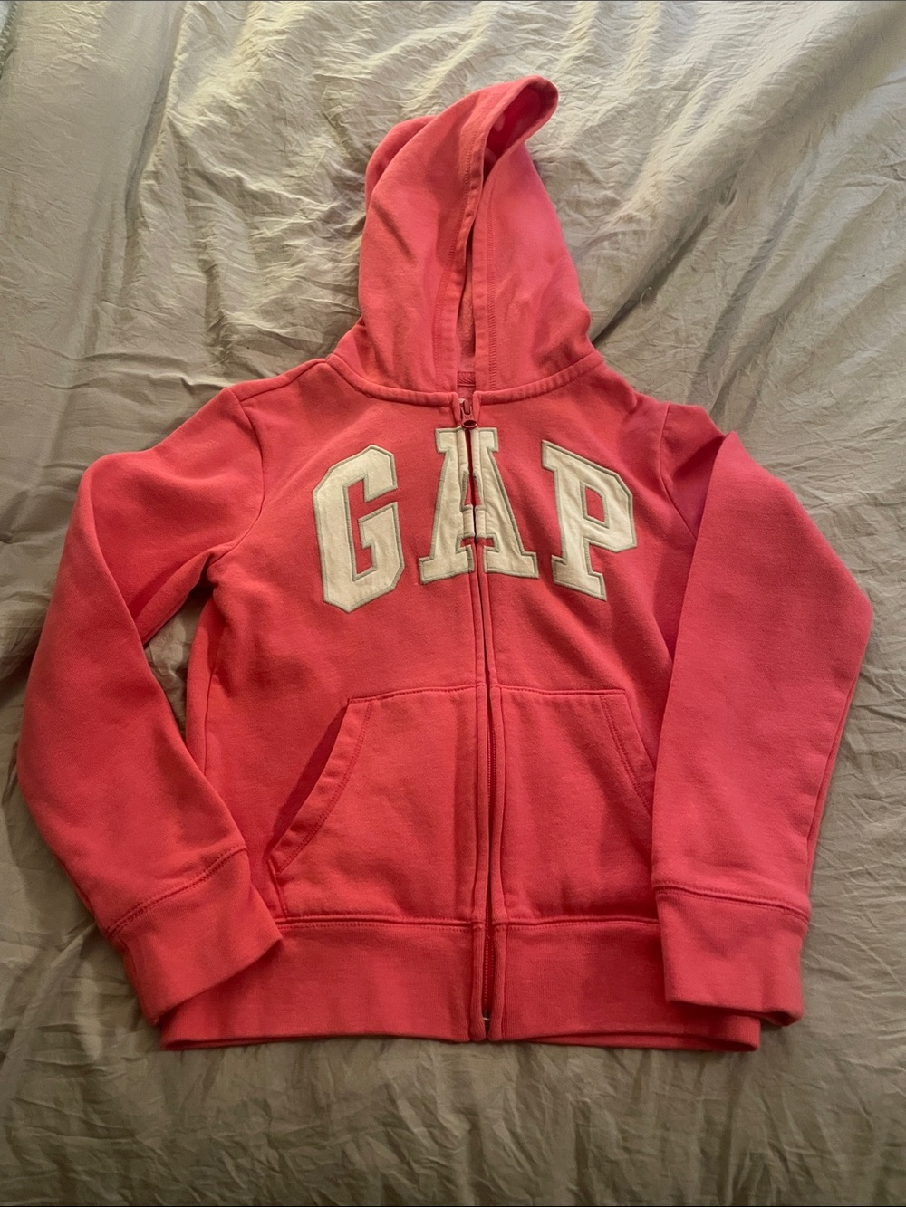 GAP Girls Coral Pink Hooded Zip Sweatshirt